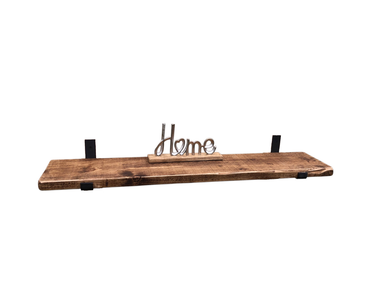 Distressed Farmhouse Shelf with Hand forged Steel Brackets