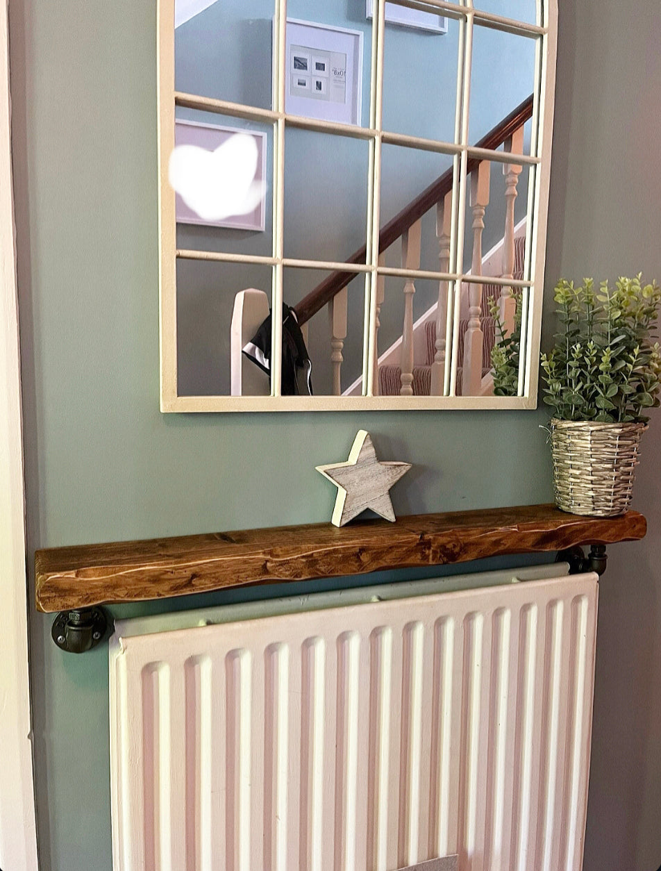 Rustic Wooden Shelf| Solid Wood Shelf | Wood Shelves with Brackets | Radiator Cover
