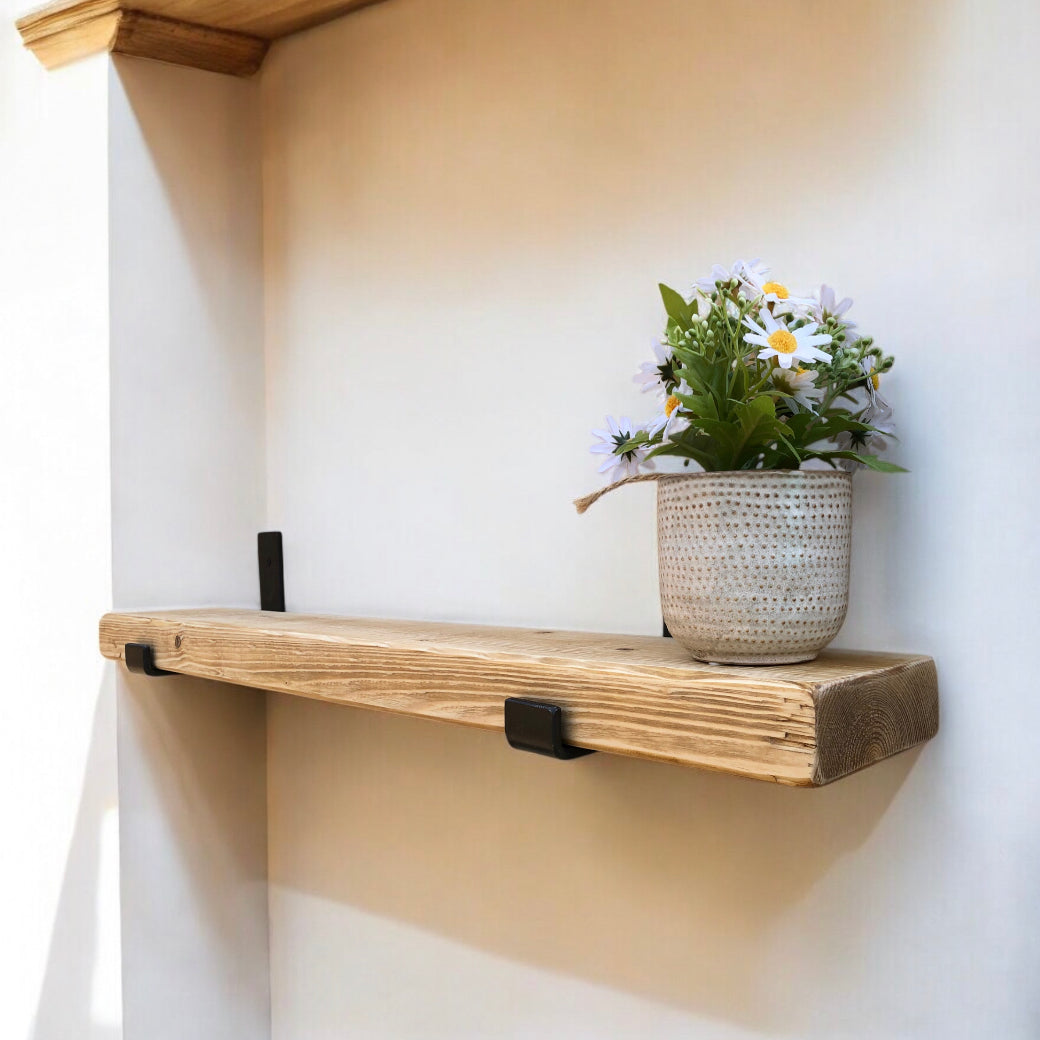 Solid Wood Shelf| Neutral Tone Shelf | Entryway Shelf | Made to Measure Shelving | Free UK Delivery | Brackets and Fixings included | Rustic