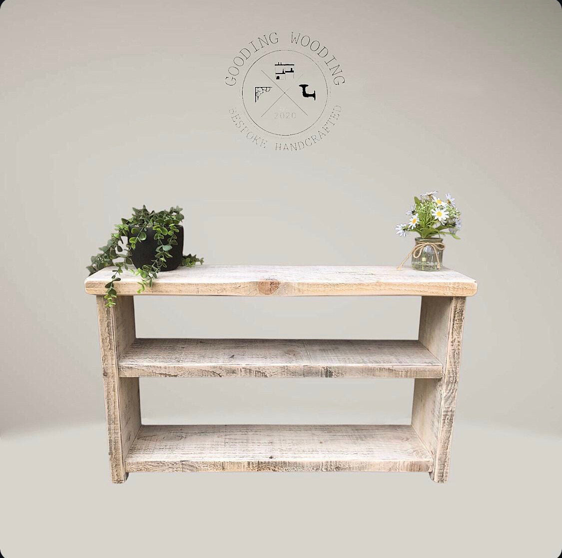 Farmhouse Wooden Shoe Bench | Rustic Shoe Storage | Shoe Bench | Reclaimed Wood Bench | Free UK Delivery