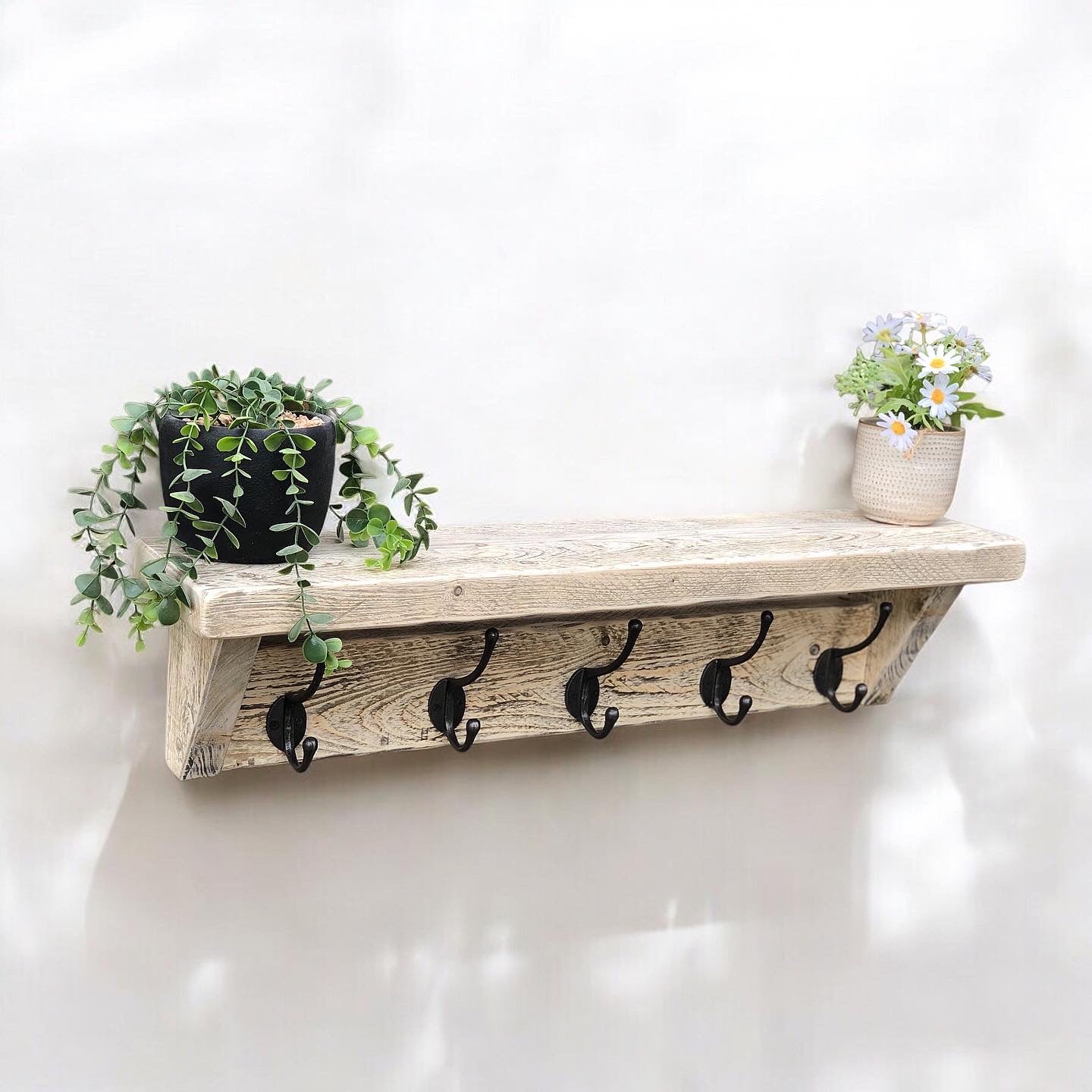 Solid Wood Coat Rack | Hallway Storage | Wall Coat Rack with Shelf | Entryway | Mudroom | Storage Solutions