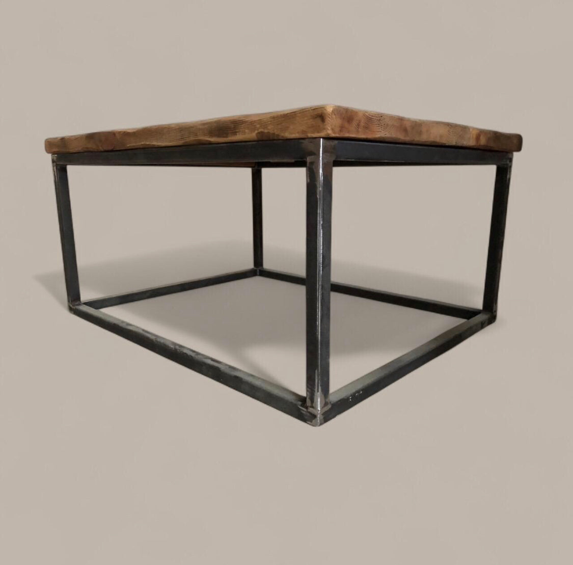 Handcrafted Industrial Style Coffee Table | Industrial Steel Handforged Frame | Solid Wood Top | Coffee Table