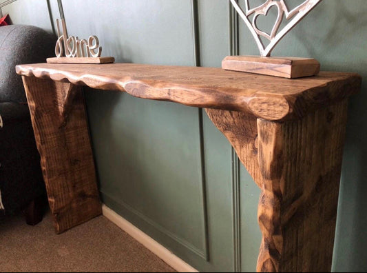 Solid Wood Farmhouse Console Table | 26cm Deep | The Waves Collection