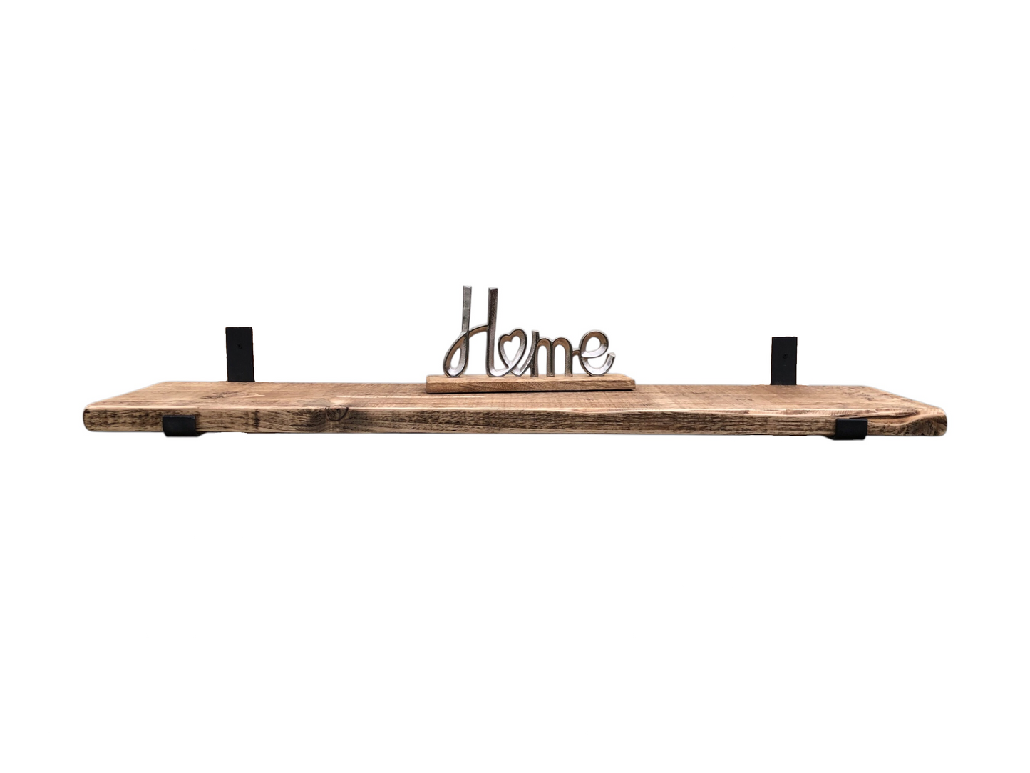 Distressed Farmhouse Shelf with Hand forged Steel Brackets