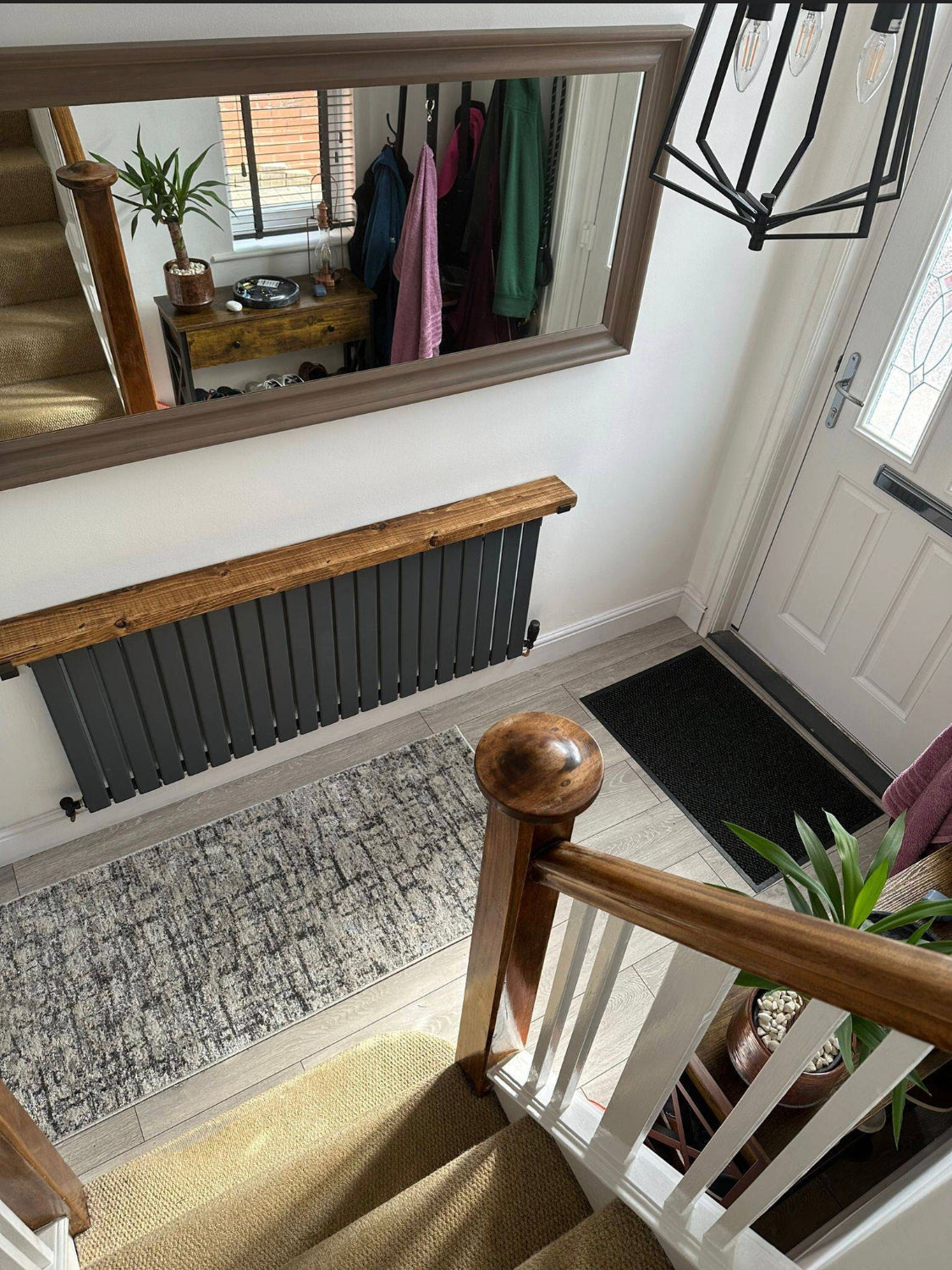 Straight Edge Narrow Entryway Radiator Shelf | Wooden Shelf | Solid Wood Shelves with Brackets