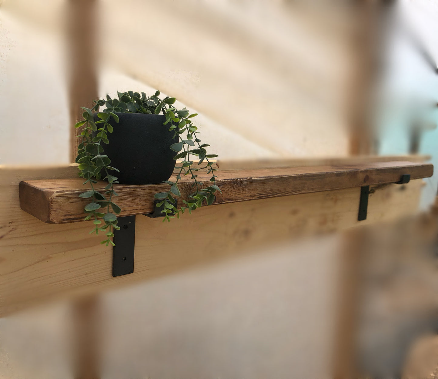 Rustic Solid Wood Shelf | Straight Edge | Distressed Farmhouse Style Shelving