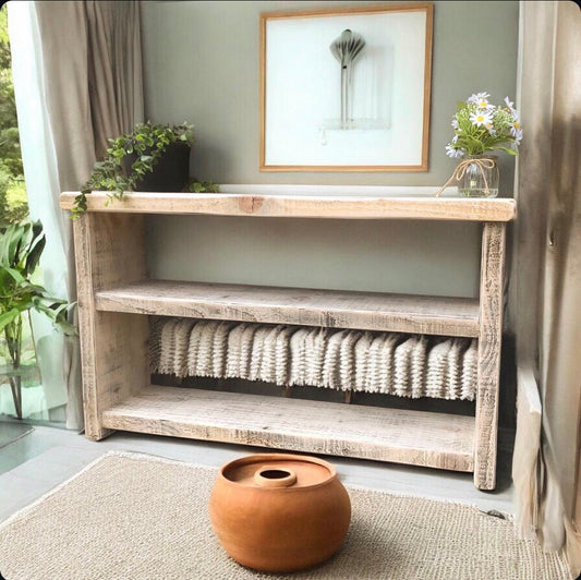 Farmhouse Wooden Shoe Bench | Rustic Shoe Storage | Shoe Bench | Reclaimed Wood Bench | Free UK Delivery