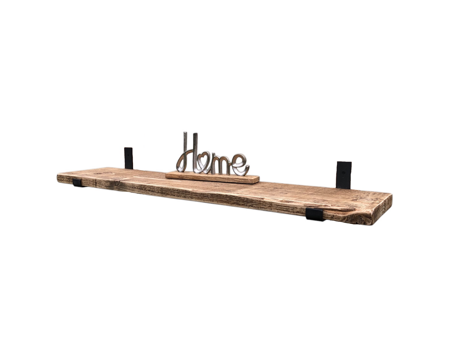 Distressed Farmhouse Shelf with Hand forged Steel Brackets