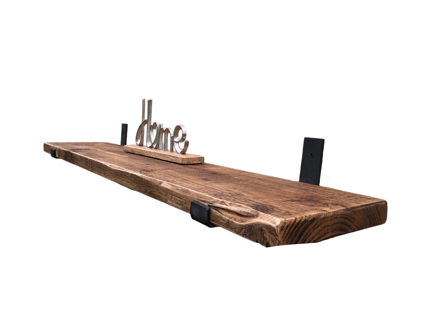 Distressed Farmhouse Shelf with Hand forged Steel Brackets