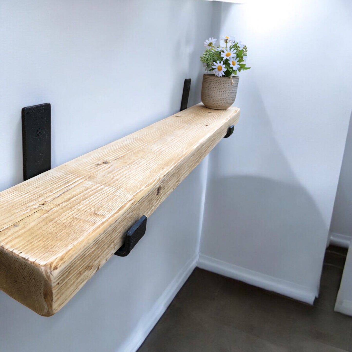Solid Wood Shelf| Neutral Tone Shelf | Entryway Shelf | Made to Measure Shelving | Free UK Delivery | Brackets and Fixings included | Rustic