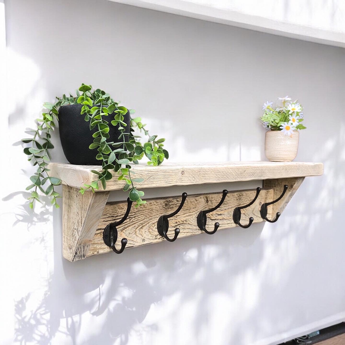 Solid Wood Coat Rack | Hallway Storage | Wall Coat Rack with Shelf | Entryway | Mudroom | Storage Solutions