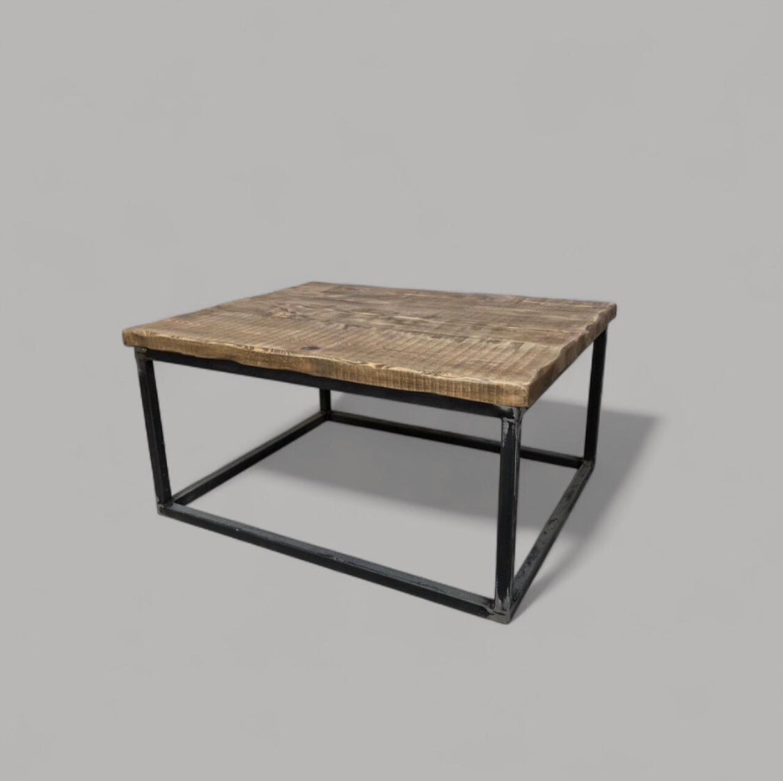 Handcrafted Industrial Style Coffee Table | Industrial Steel Handforged Frame | Solid Wood Top | Coffee Table