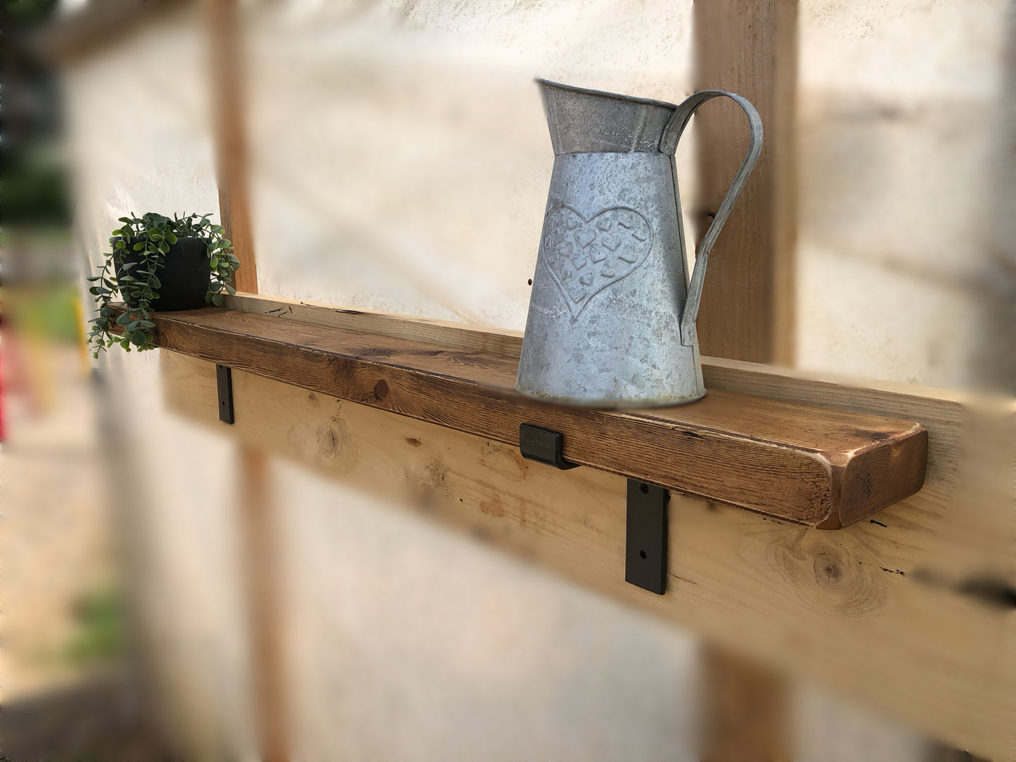 Rustic Solid Wood Shelf | Straight Edge | Distressed Farmhouse Style Shelving