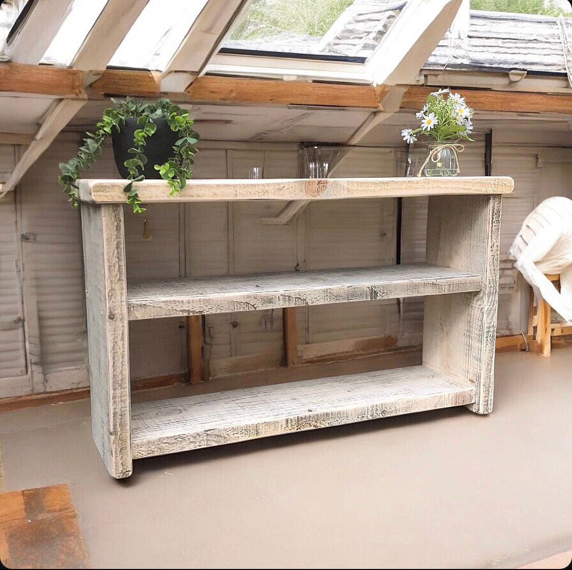 Farmhouse Wooden Shoe Bench | Rustic Shoe Storage | Shoe Bench | Reclaimed Wood Bench | Free UK Delivery