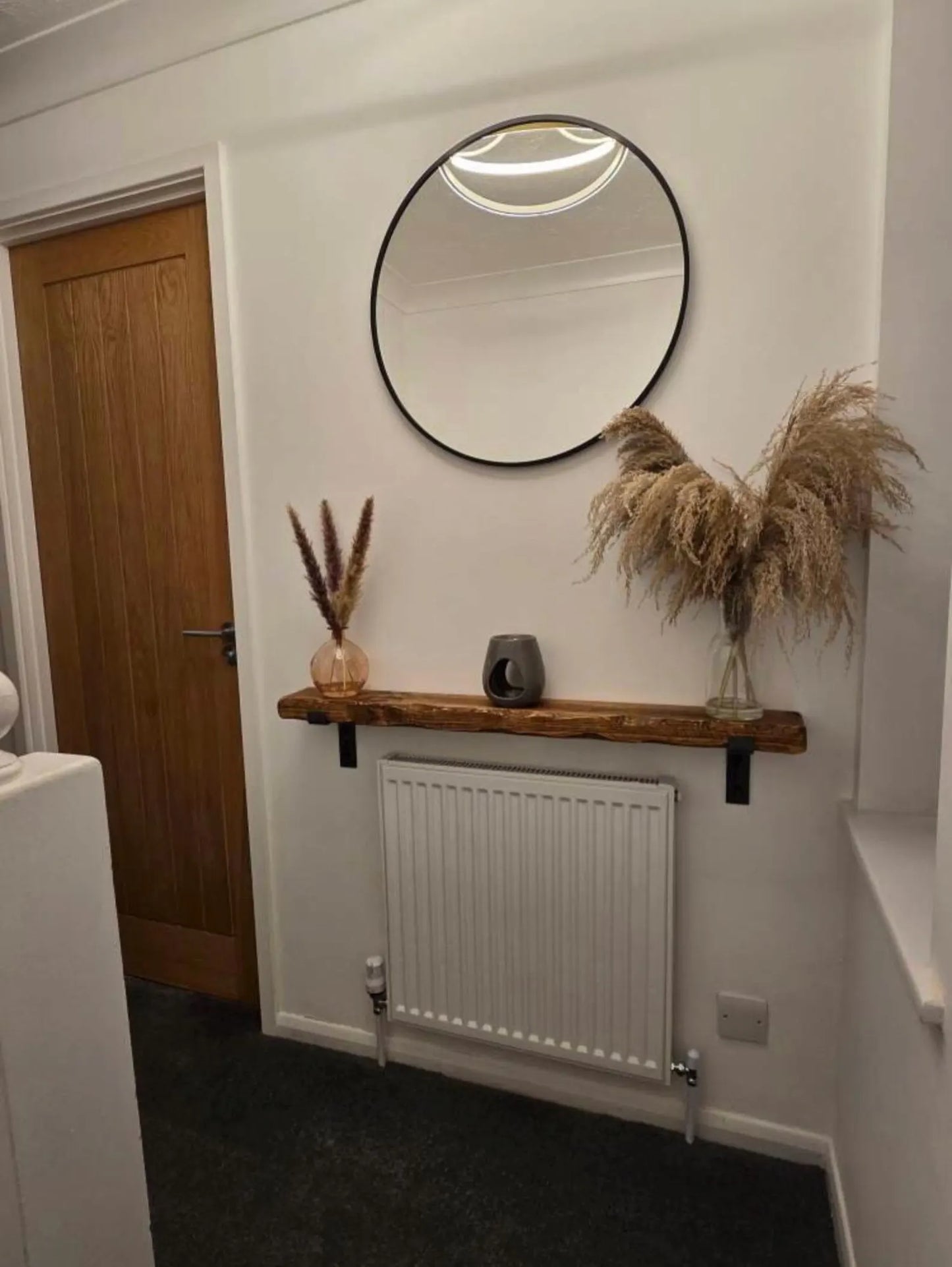 Rustic Edge Narrow Entryway Radiator Shelf | Wooden Shelf | Solid Wood Shelves with Brackets (Copy)