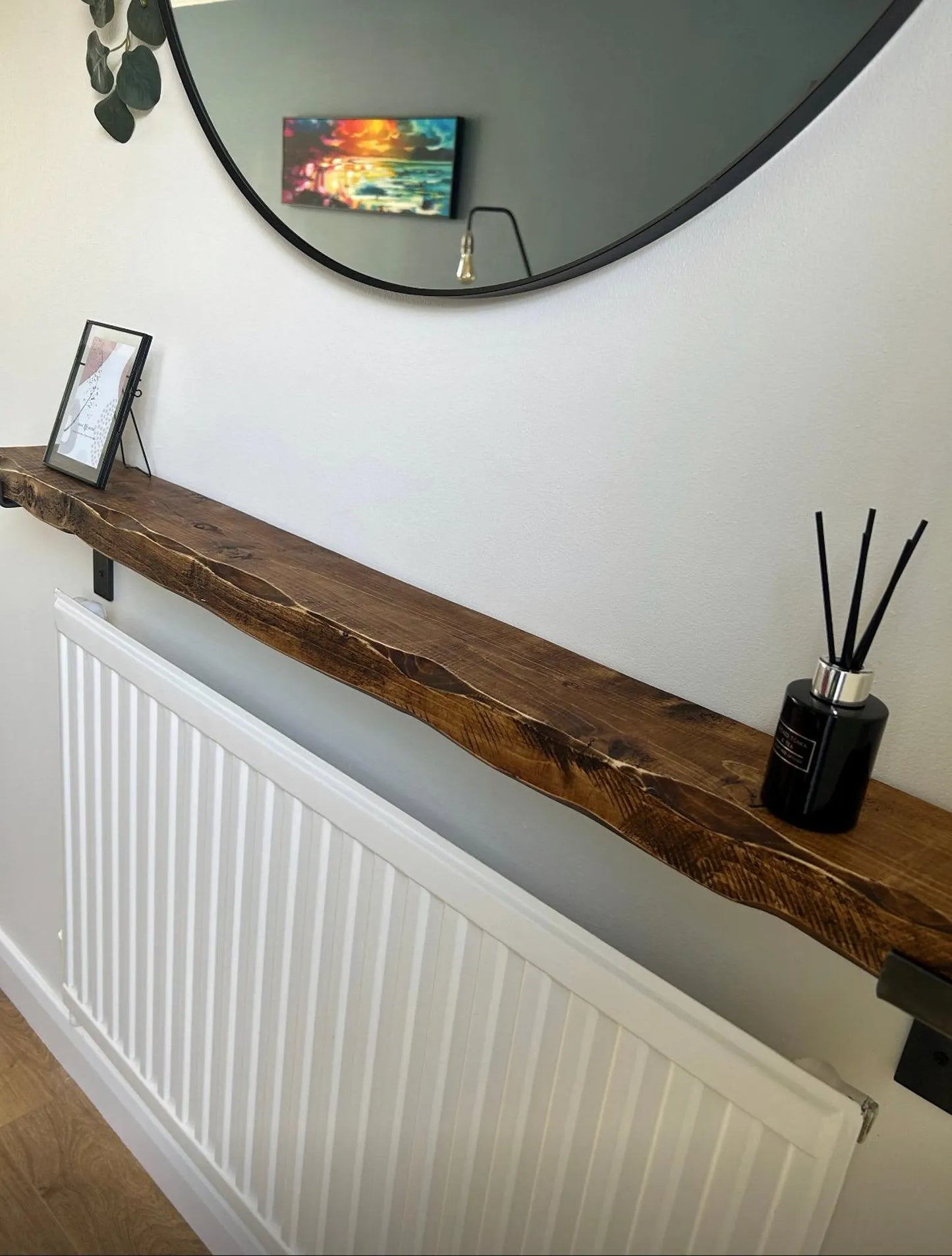 Rustic Edge Narrow Entryway Radiator Shelf | Wooden Shelf | Solid Wood Shelves with Brackets (Copy)