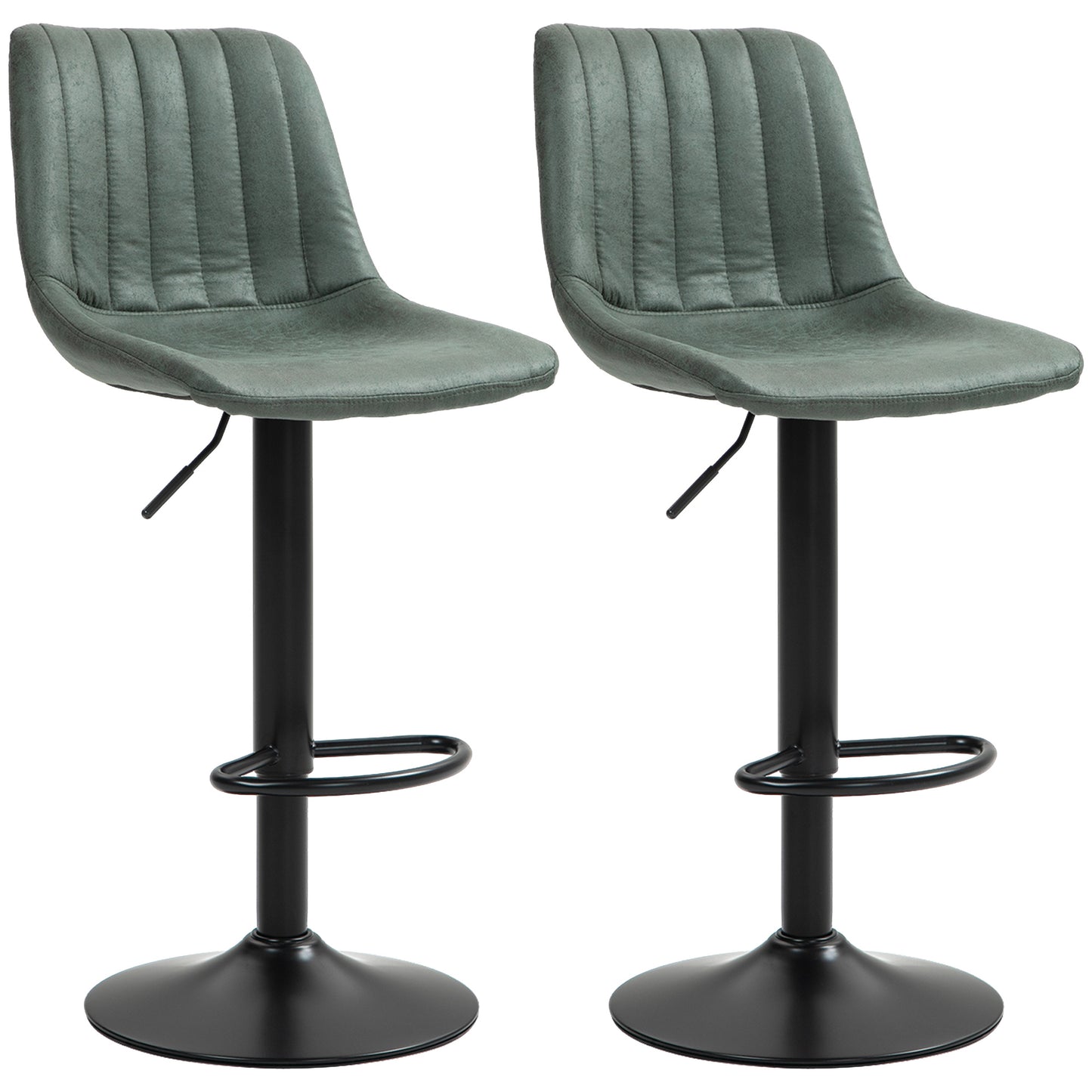 Set of 2 Bar Stools Swivel Counter Height Barstools with Back, Adjustable Bar Chairs, Breakfast Dining Stools for Kitchen Island Counter with Adjustable Steel Footrest & Base