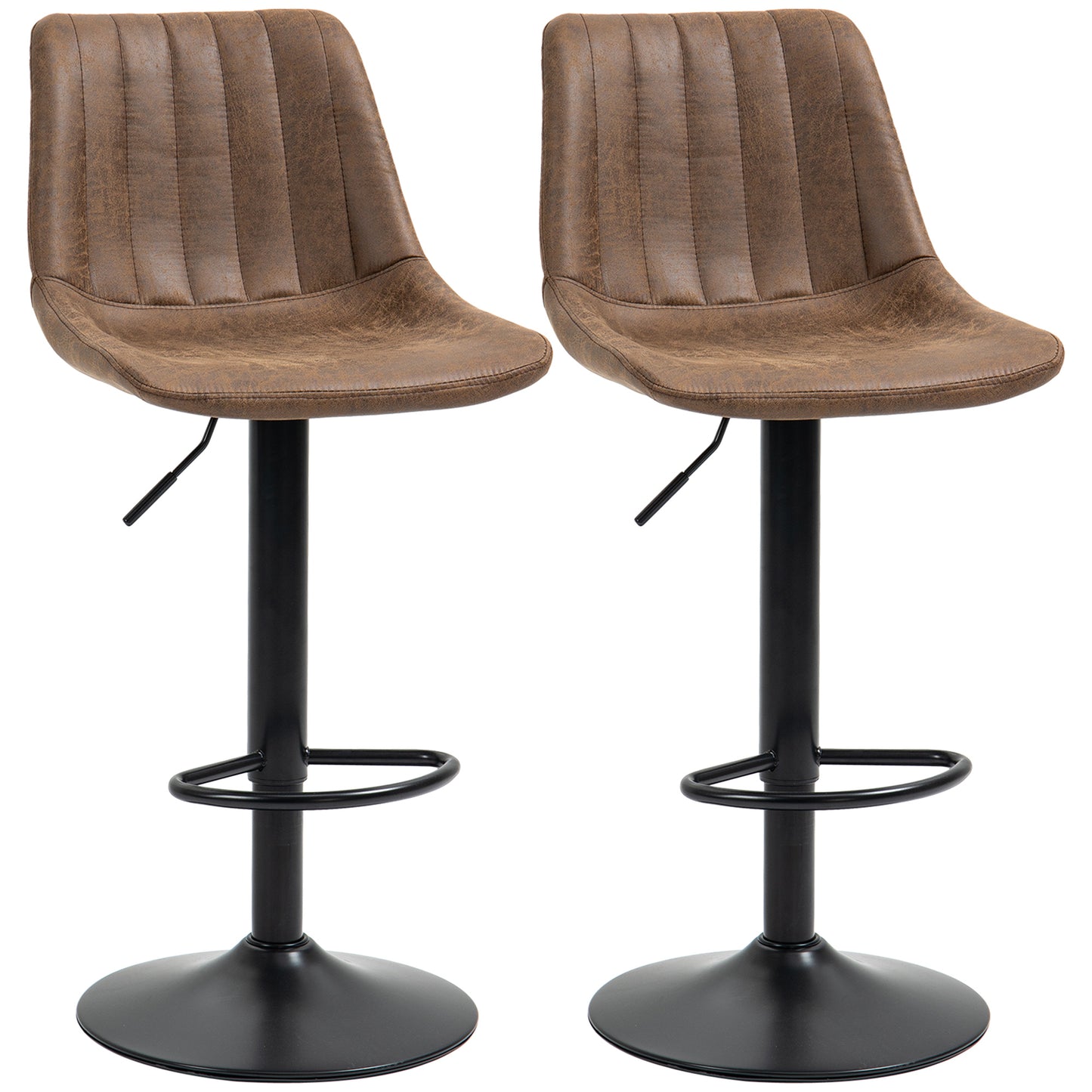 Set of 2 Bar Stools Swivel Counter Height Barstools with Back, Adjustable Bar Chairs, Breakfast Dining Stools for Kitchen Island Counter with Adjustable Steel Footrest & Base