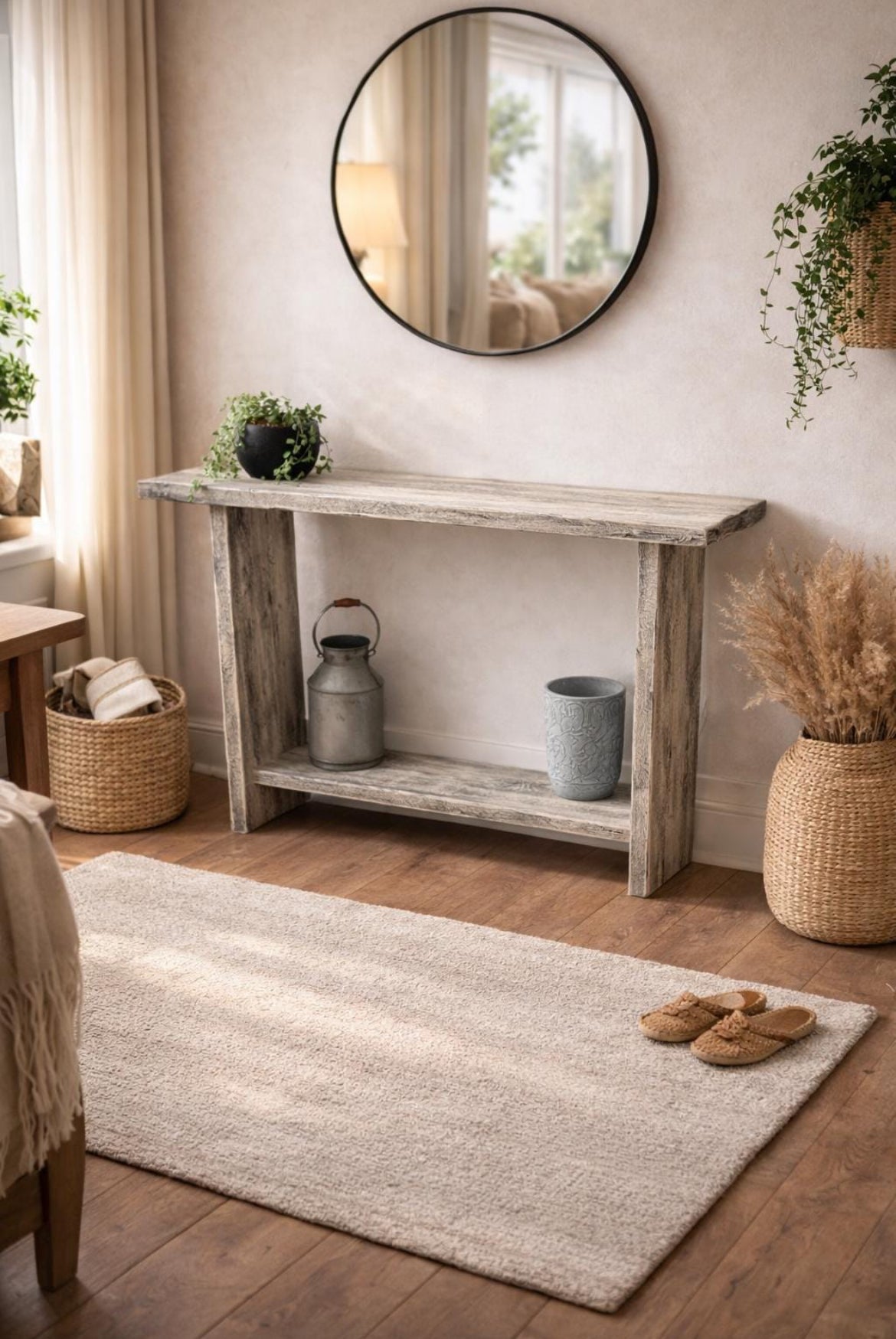 Handcrafted Distressed Solid Wood Console Table | Narrow Hallway Entryway Table | Rustic Farmhouse Sofa Table