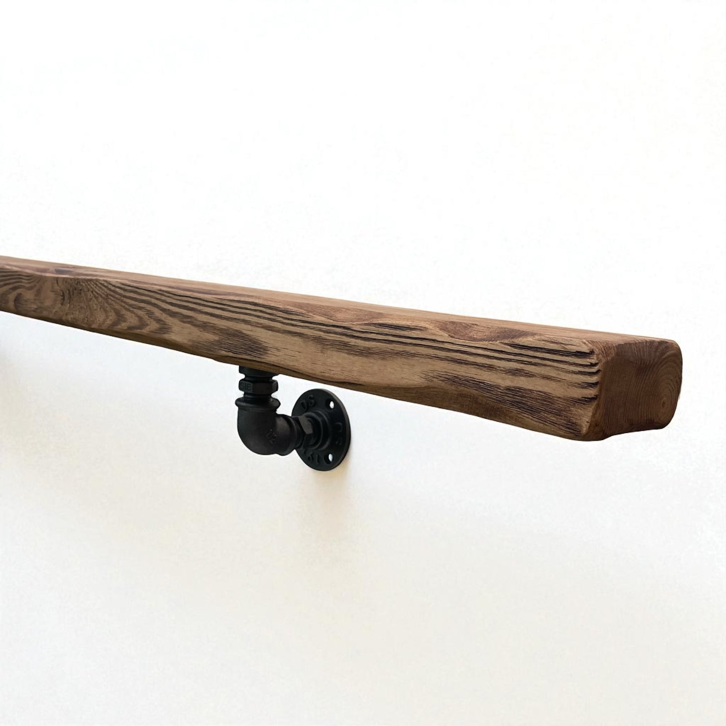 Handmade Solid Wood Handrail with Steel Brackets