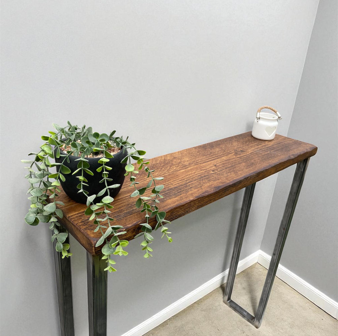Handmade Rustic Industrial Console Table | Solid Wood & Metal Legs | Custom Console Table