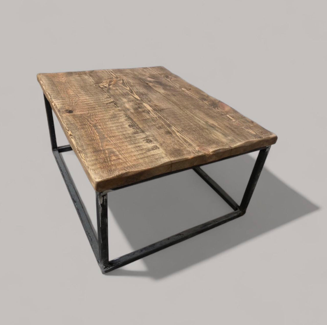 Handcrafted Industrial Style Coffee Table | Industrial Steel Handforged Frame | Solid Wood Top | Coffee Table