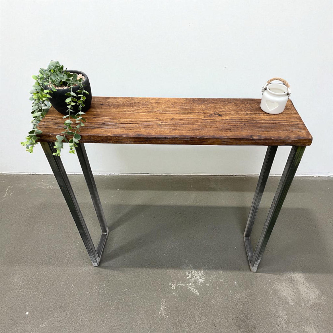 Handmade Rustic Industrial Console Table | Solid Wood & Metal Legs | Custom Console Table