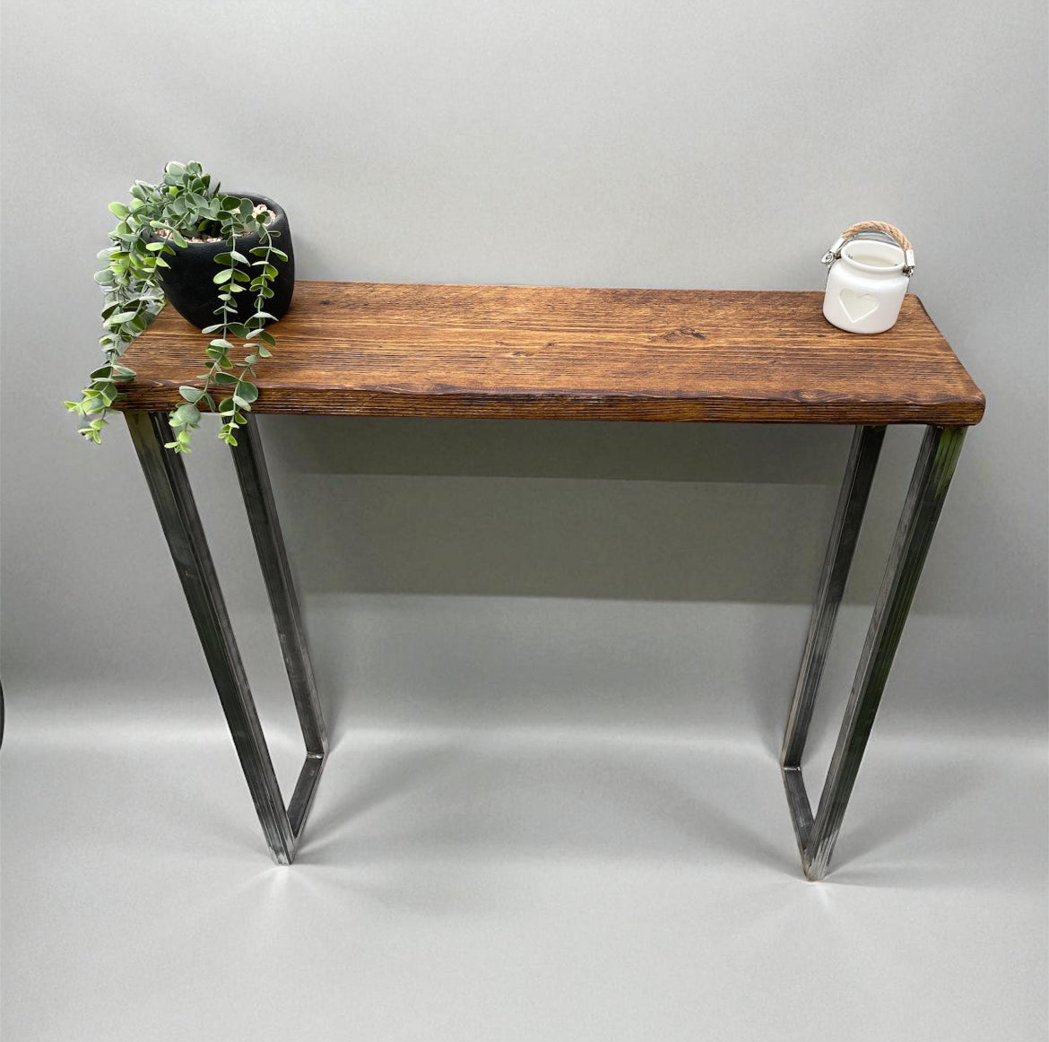 Handmade Rustic Industrial Console Table | Solid Wood & Metal Legs | Custom Console Table