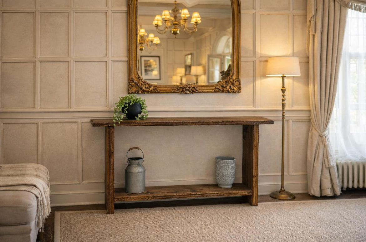 Handcrafted Distressed Solid Wood Console Table | Narrow Hallway Entryway Table | Rustic Farmhouse Sofa Table