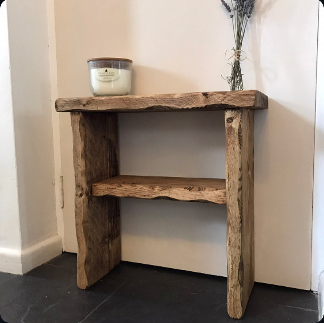 Handcrafted Solid Wood Side Table / Bedside Table | Distressed | End Table | Rustic Wooden Table | Farmhouse Style Furniture | handcrafted in the UK