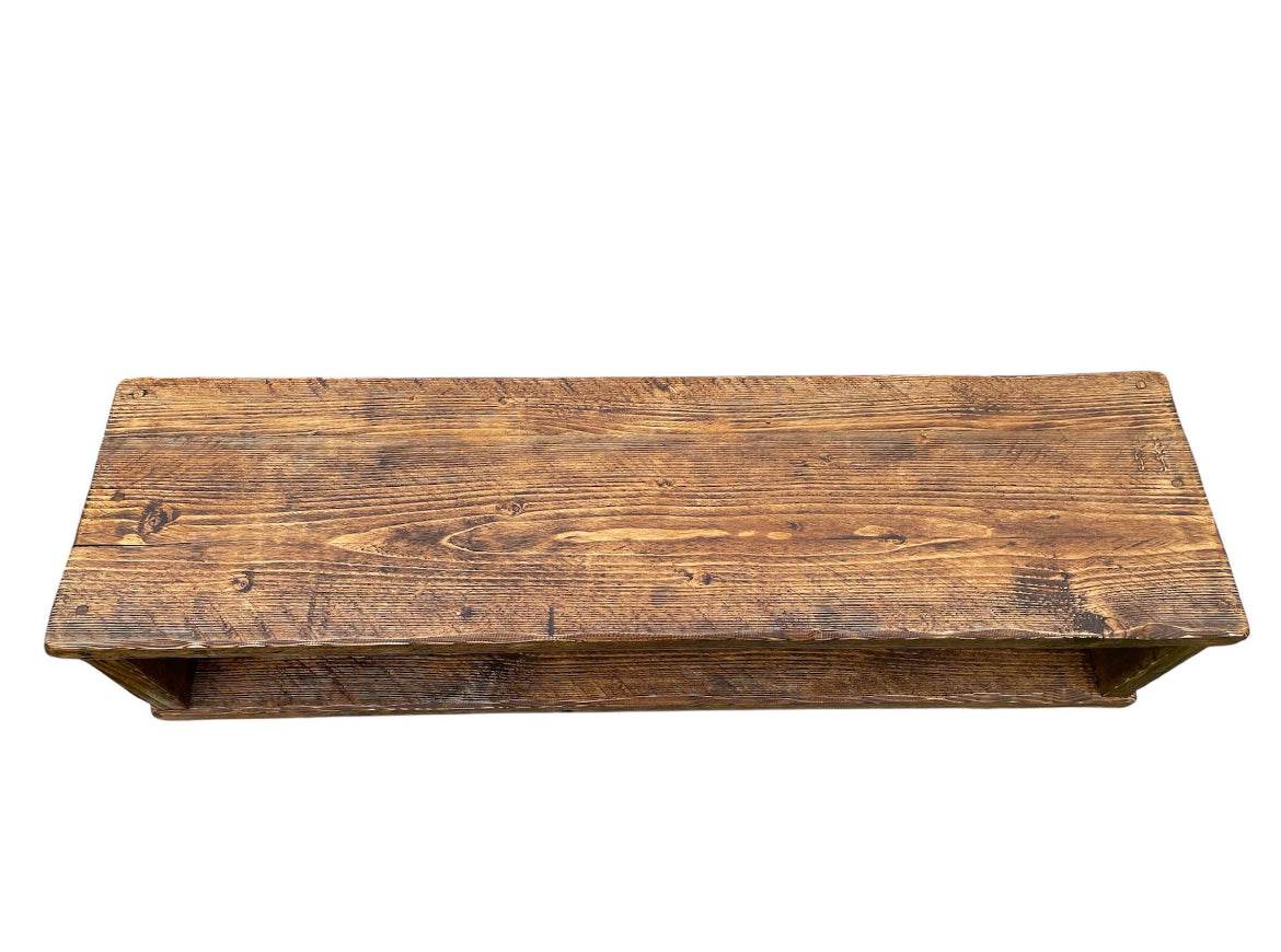 Handcrafted Retro Wood TV Stand – Rustic Solid Wood Media Console | Adjustable legs