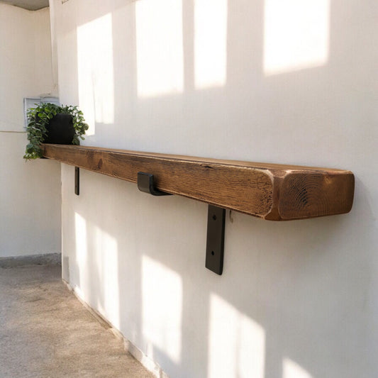 Rustic Solid Wood Shelf | Straight Edge | Distressed Farmhouse Style Shelving