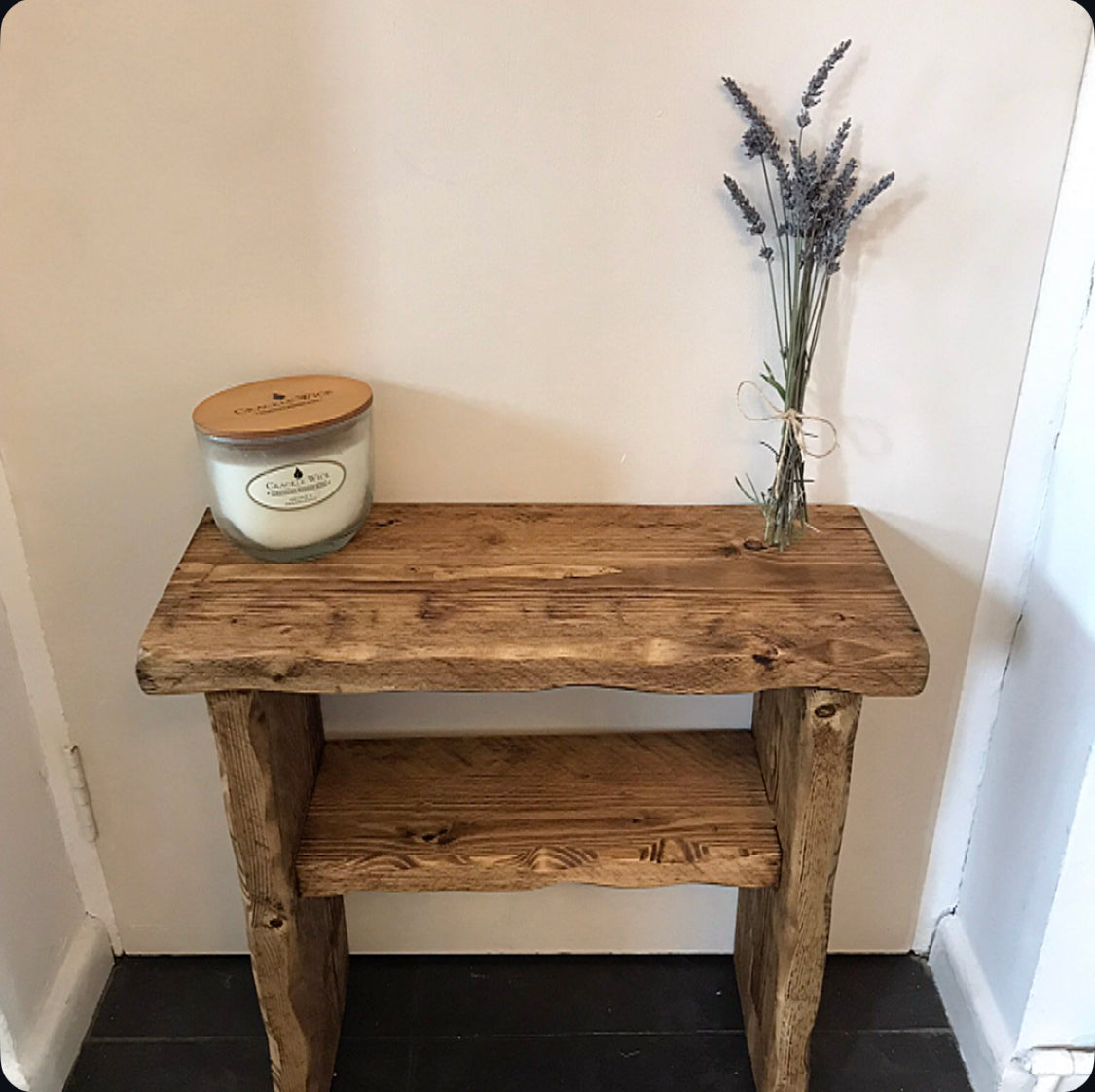 Handcrafted Solid Wood Side Table / Bedside Table | Distressed | End Table | Rustic Wooden Table | Farmhouse Style Furniture | handcrafted in the UK