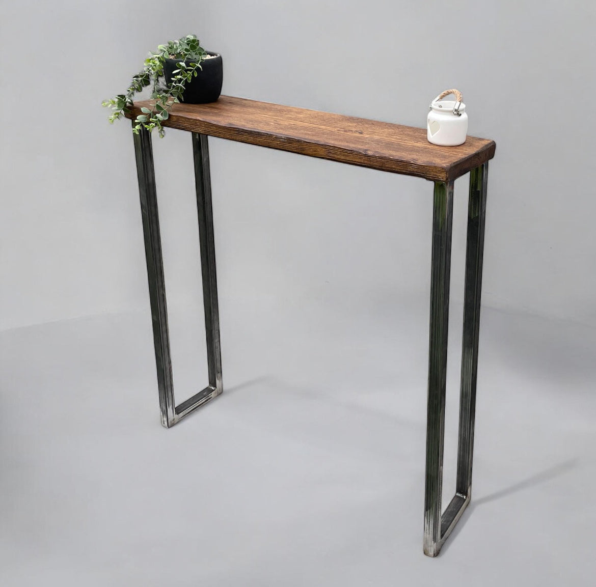 Handmade Rustic Industrial Console Table | Solid Wood & Metal Legs | Custom Console Table