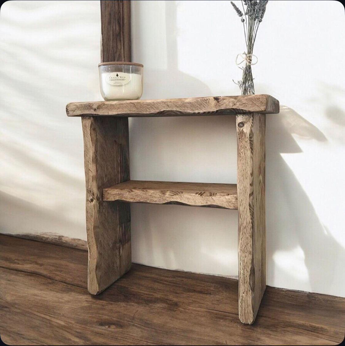 Handcrafted Solid Wood Side Table / Bedside Table | Distressed | End Table | Rustic Wooden Table | Farmhouse Style Furniture | handcrafted in the UK