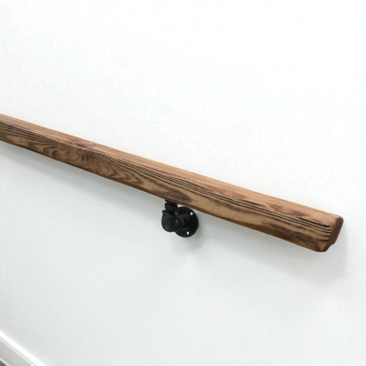 Handmade Solid Wood Handrail with Steel Brackets