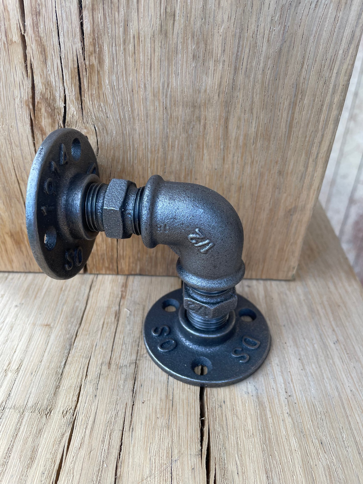 Handmade Solid Wood Handrail with Steel Brackets