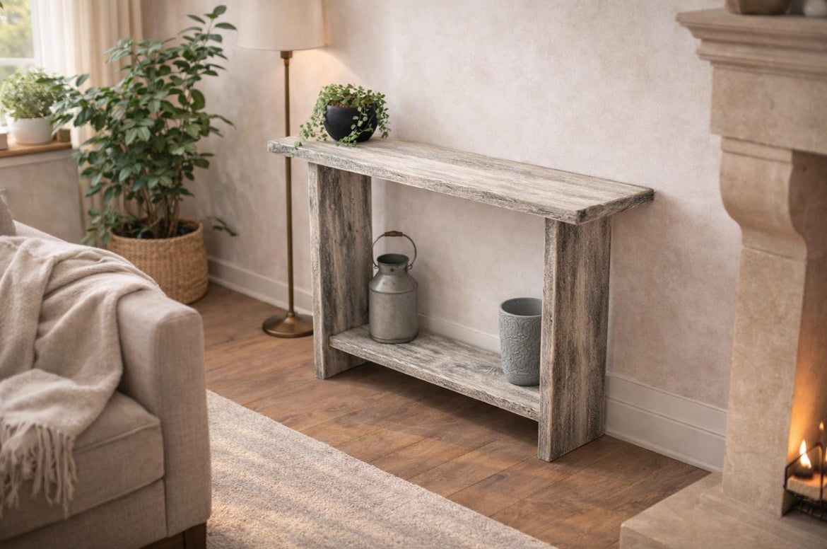 Handcrafted Distressed Solid Wood Console Table | Narrow Hallway Entryway Table | Rustic Farmhouse Sofa Table
