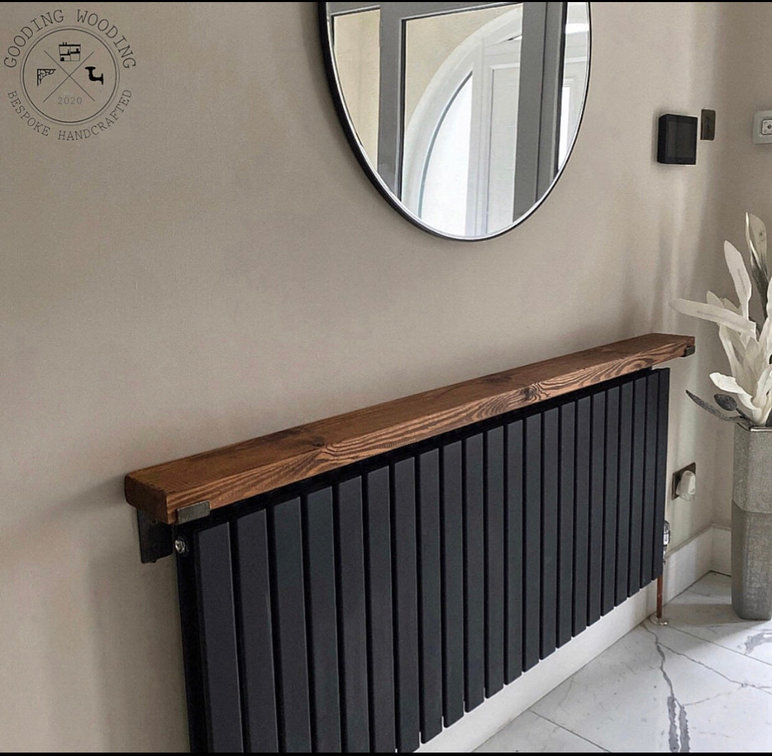 Solid Wood Straight Shelf with Treated Steel Brackets (Long)