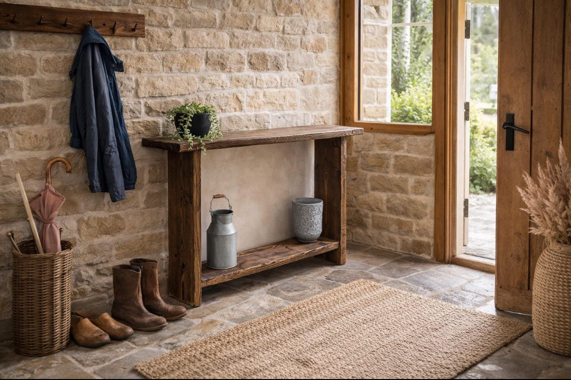 Handcrafted Distressed Solid Wood Console Table | Narrow Hallway Entryway Table | Rustic Farmhouse Sofa Table