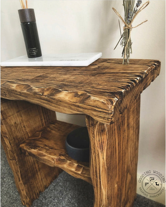 Solid Wood Distressed Side Table