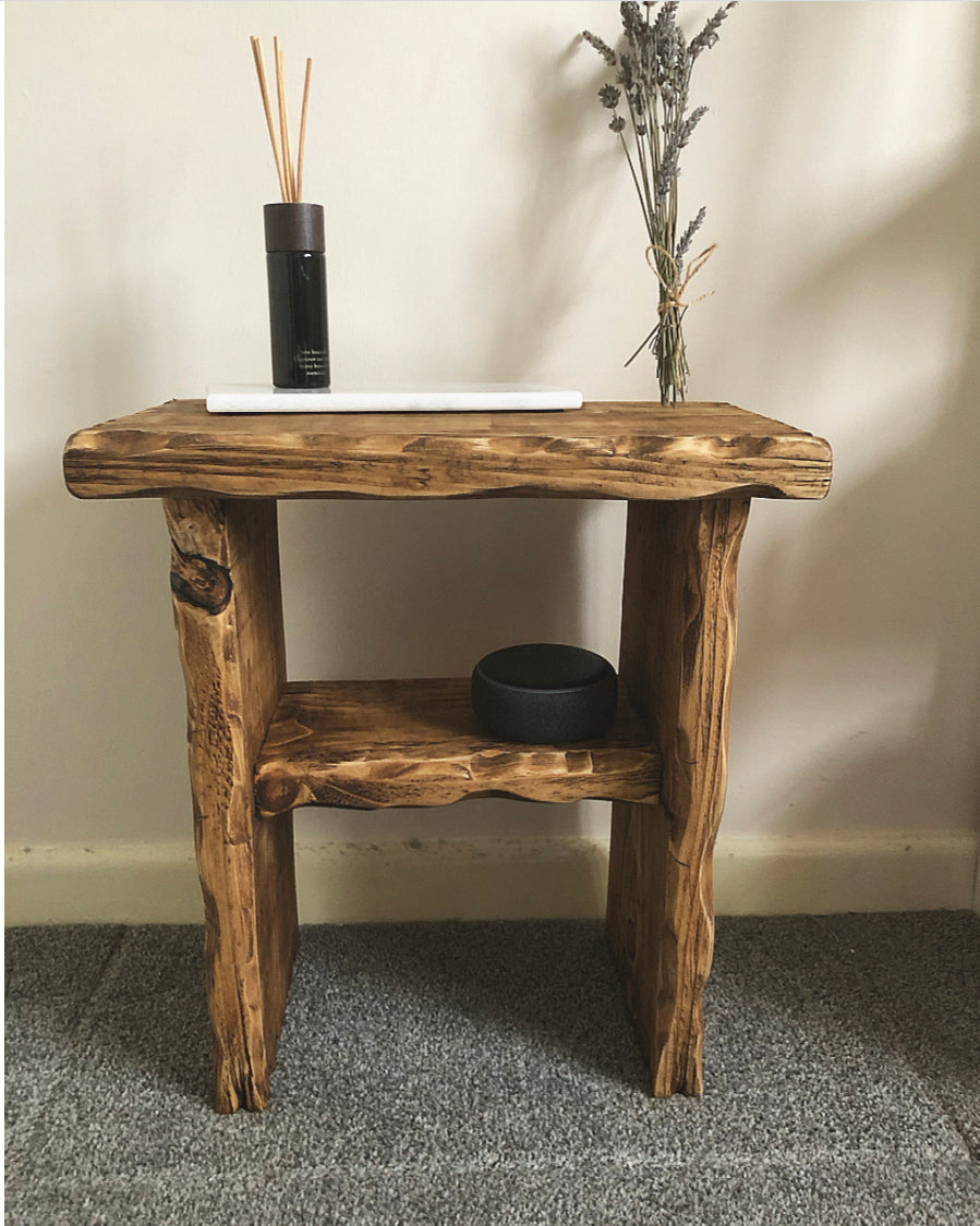 Solid Wood Distressed Side Table
