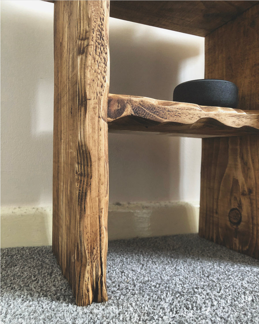 Solid Wood Distressed Side Table