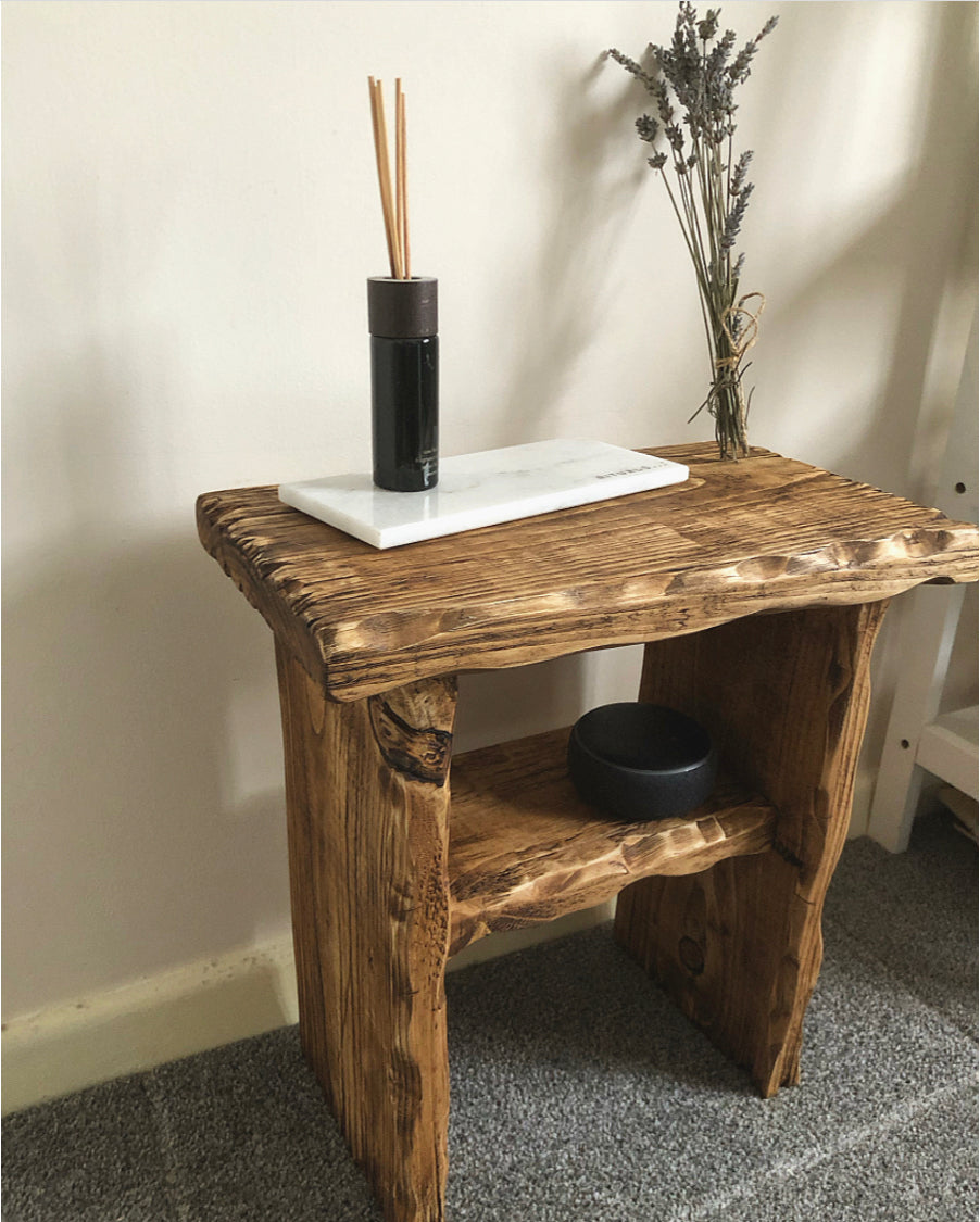 Solid Wood Distressed Side Table