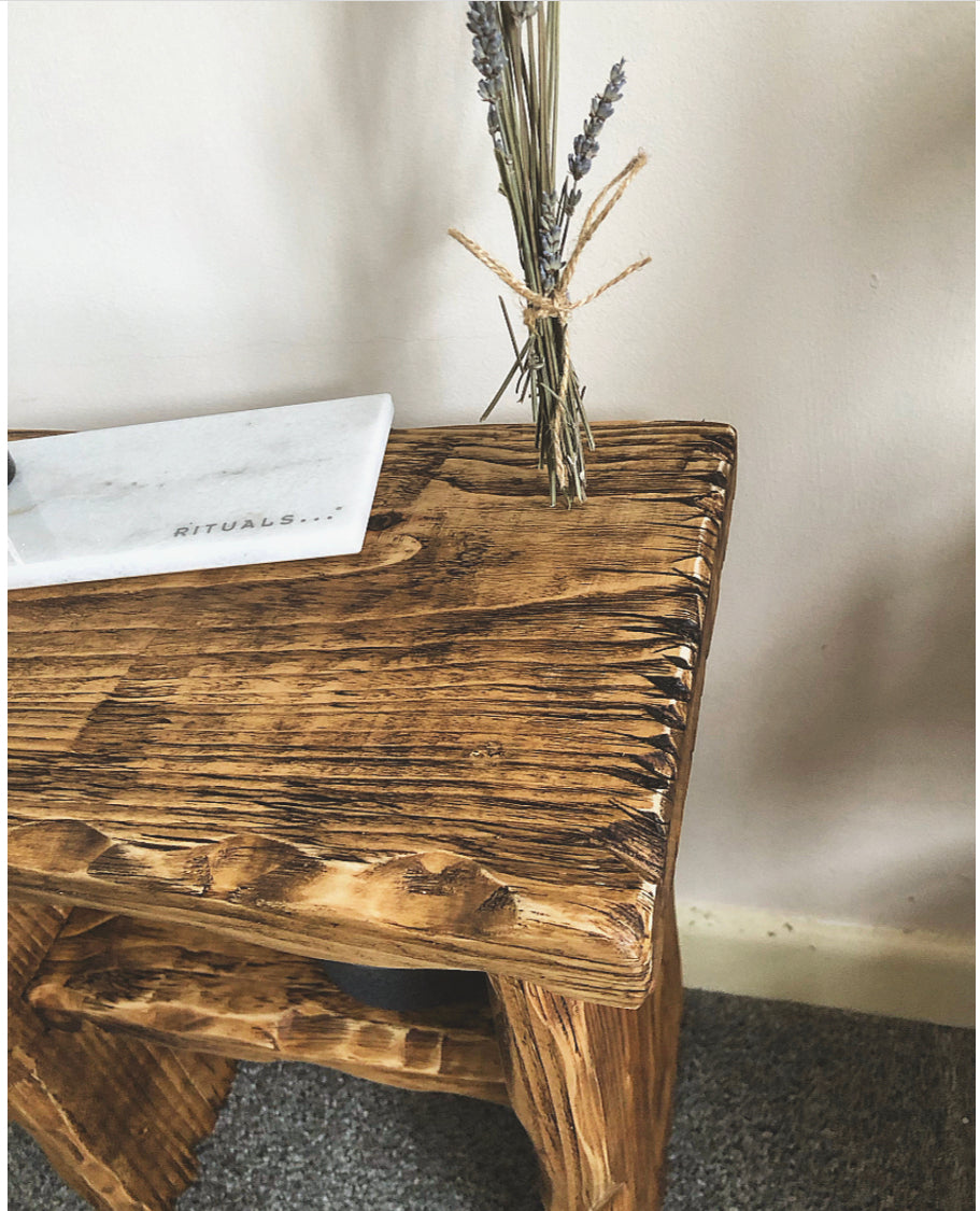 Solid Wood Distressed Side Table