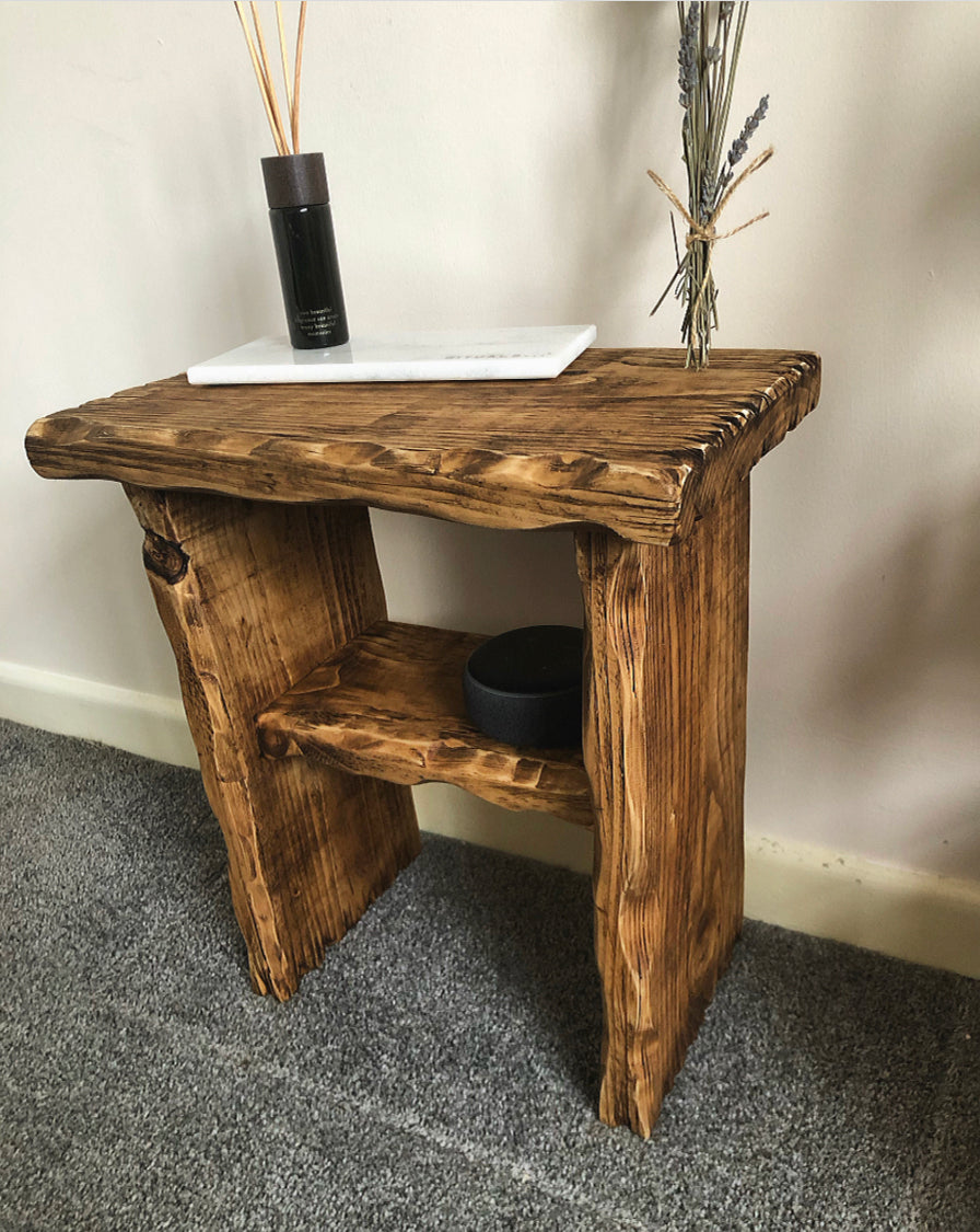 Solid Wood Distressed Side Table