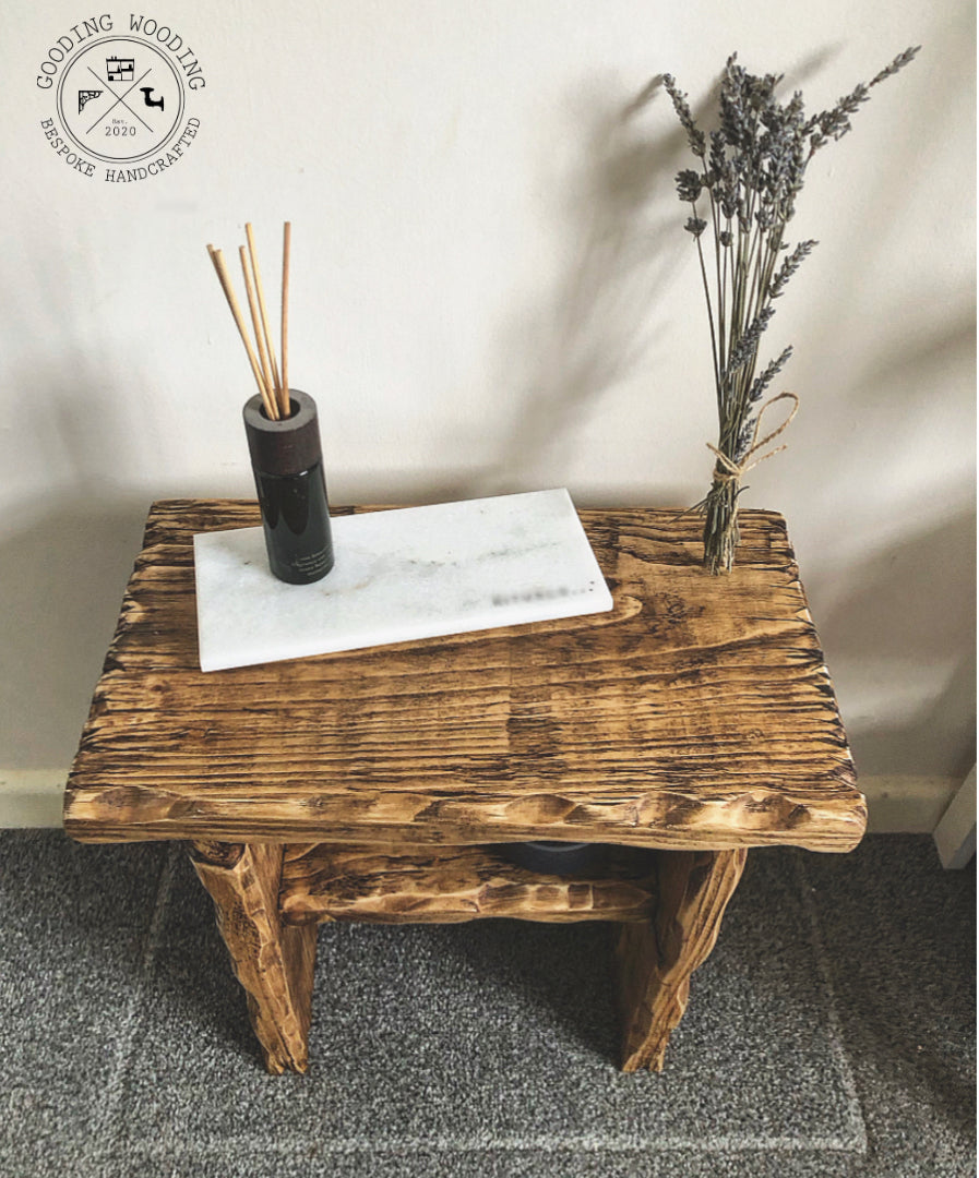 Solid Wood Distressed Side Table