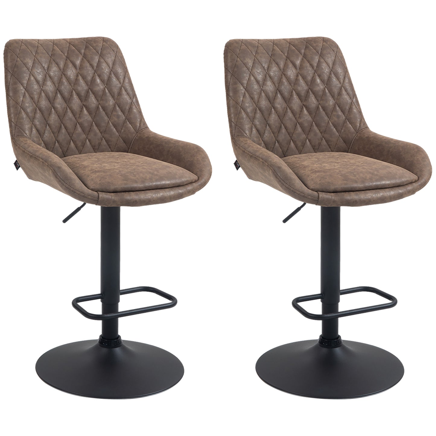 Set of Two Faux Leather Retro Bar Stools | Height Adjustable