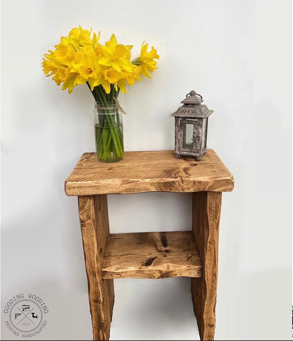 Solid Wood Distressed Side Table