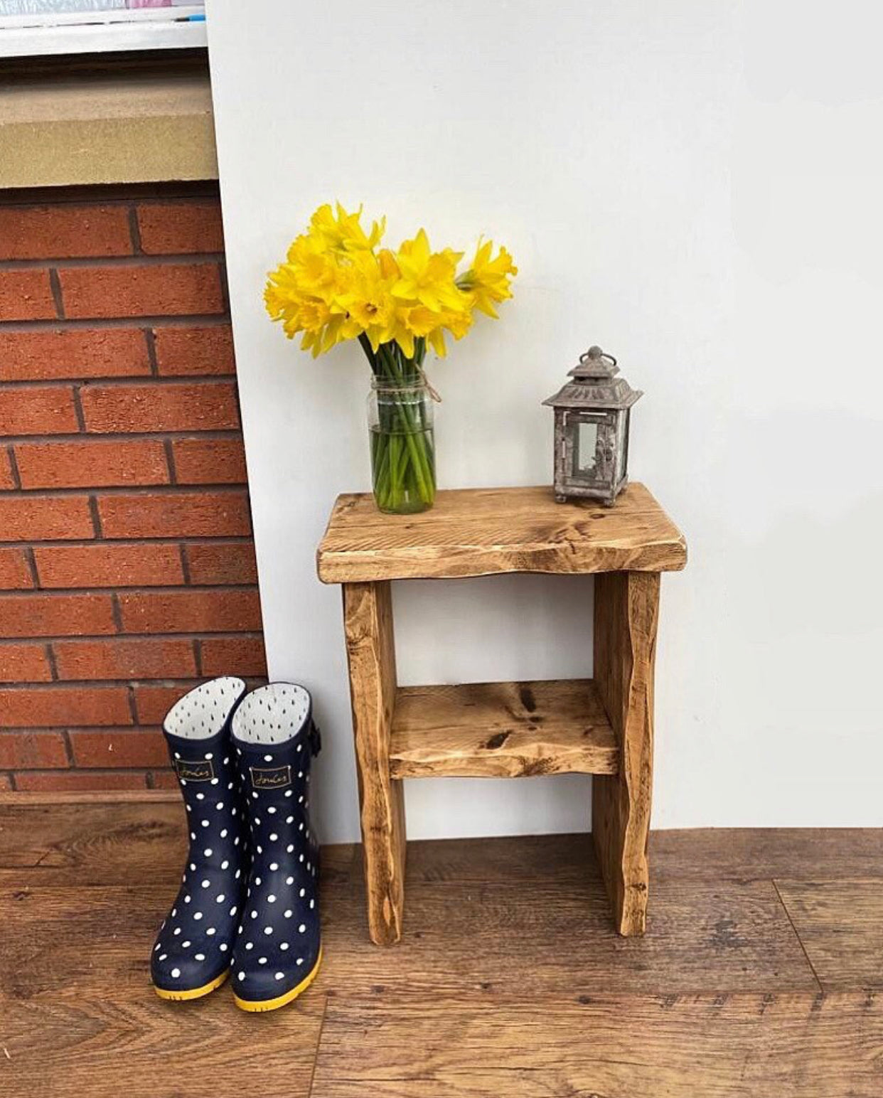 Solid Wood Distressed Side Table